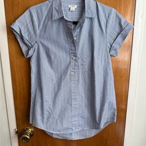 J. Crew Light Blue and White Striped Shirt